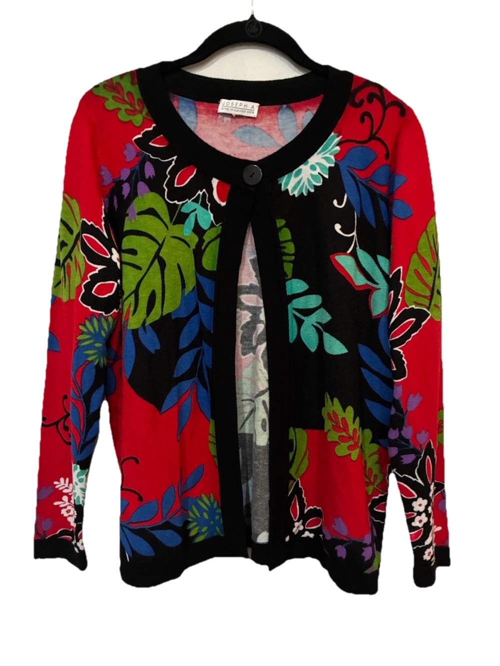 Joseph A Colorful Floral Cardigan Sweater - Red Multi
